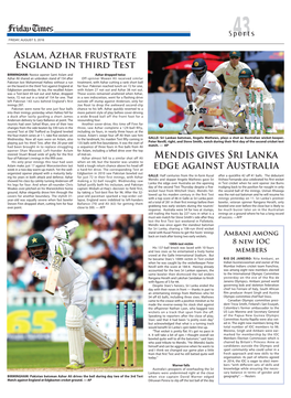 Mendis Gives Sri Lanka Edge Against Australia