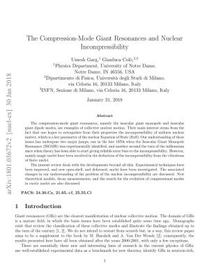 The Compression-Mode Giant Resonances and Nuclear Incompressibility