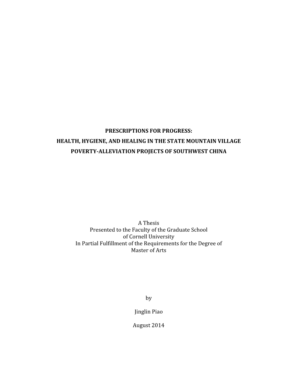 Health, Hygiene, and Healing in the State Mountain Village Poverty-Alleviation Projects of Southwest China