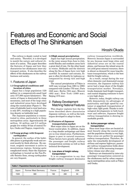 Features and Economic and Social Effects of the Shinkansen Hiroshi Okada