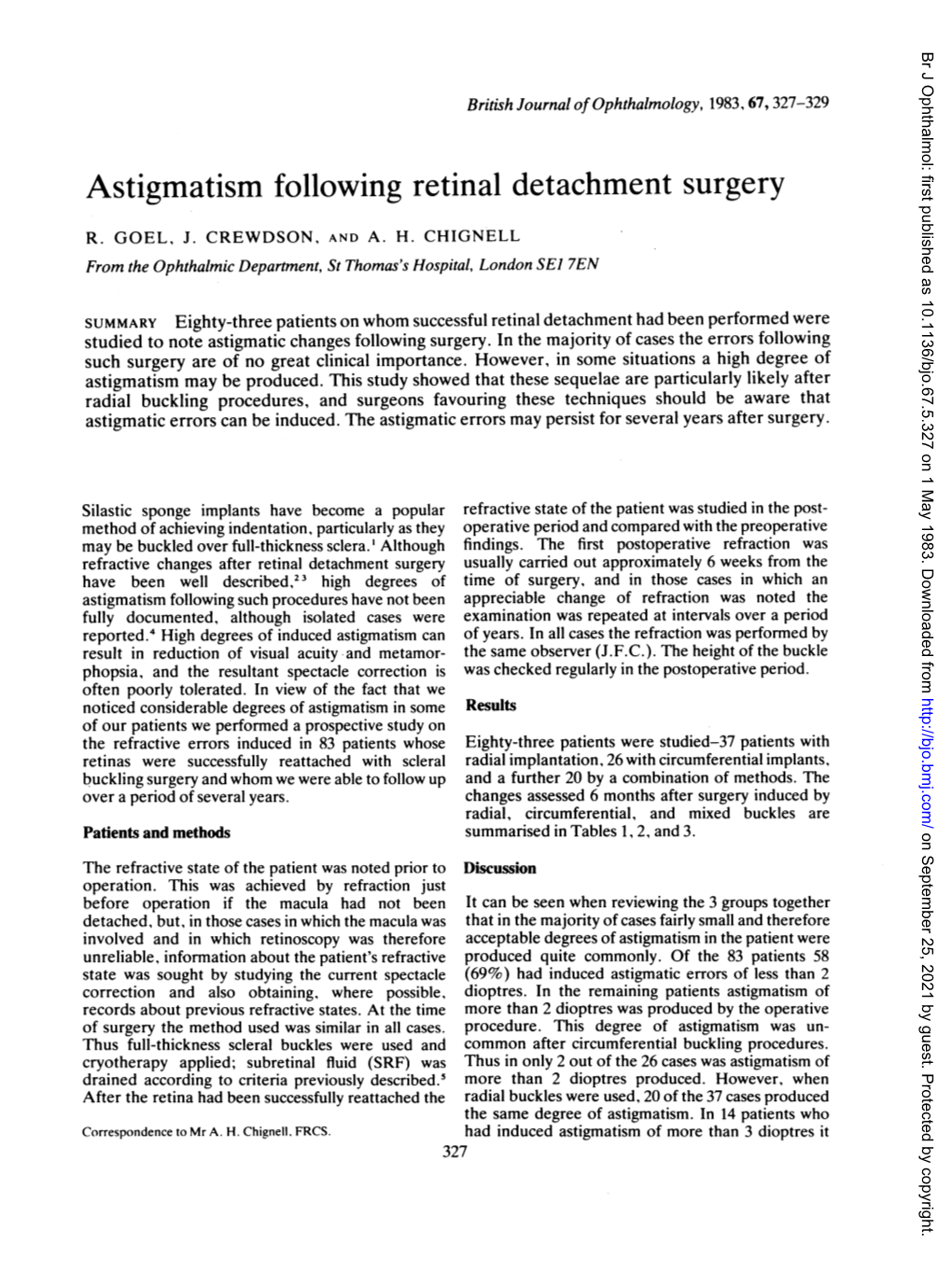 Astigmatism Following Retinal Detachment Surgery