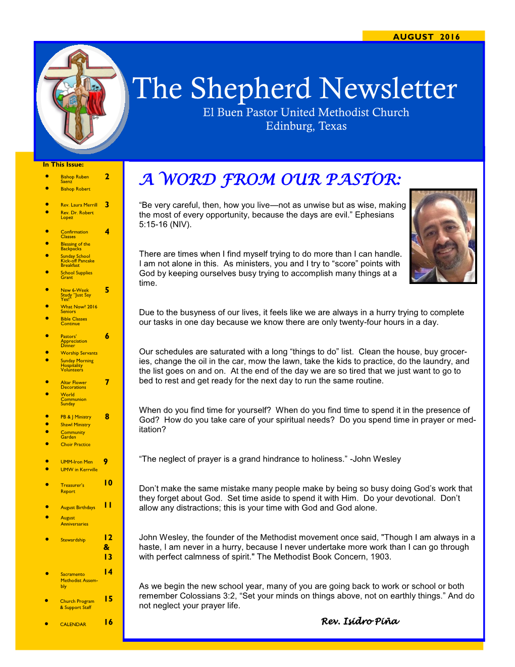 The Shepherd Newsletter El Buen Pastor United Methodist Church Edinburg, Texas