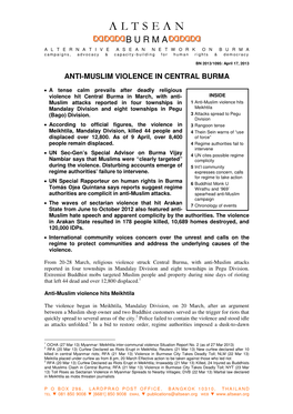 Anti-Muslim Violence in Central Burma