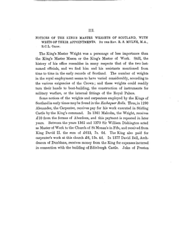 Notices of the King's Master. Weights of Scotland, With