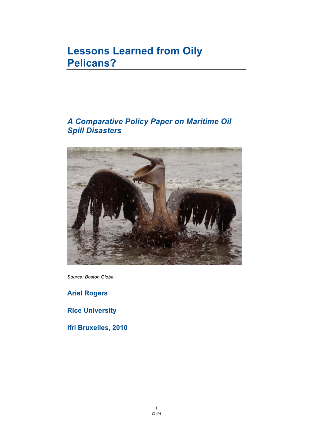 Lessons Learned from Oily Pelicans?
