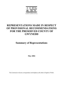 Gwynedd Summary of Representations