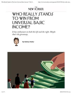 Who Really Stands to Win from Universal Basic Income? | the New Yorker