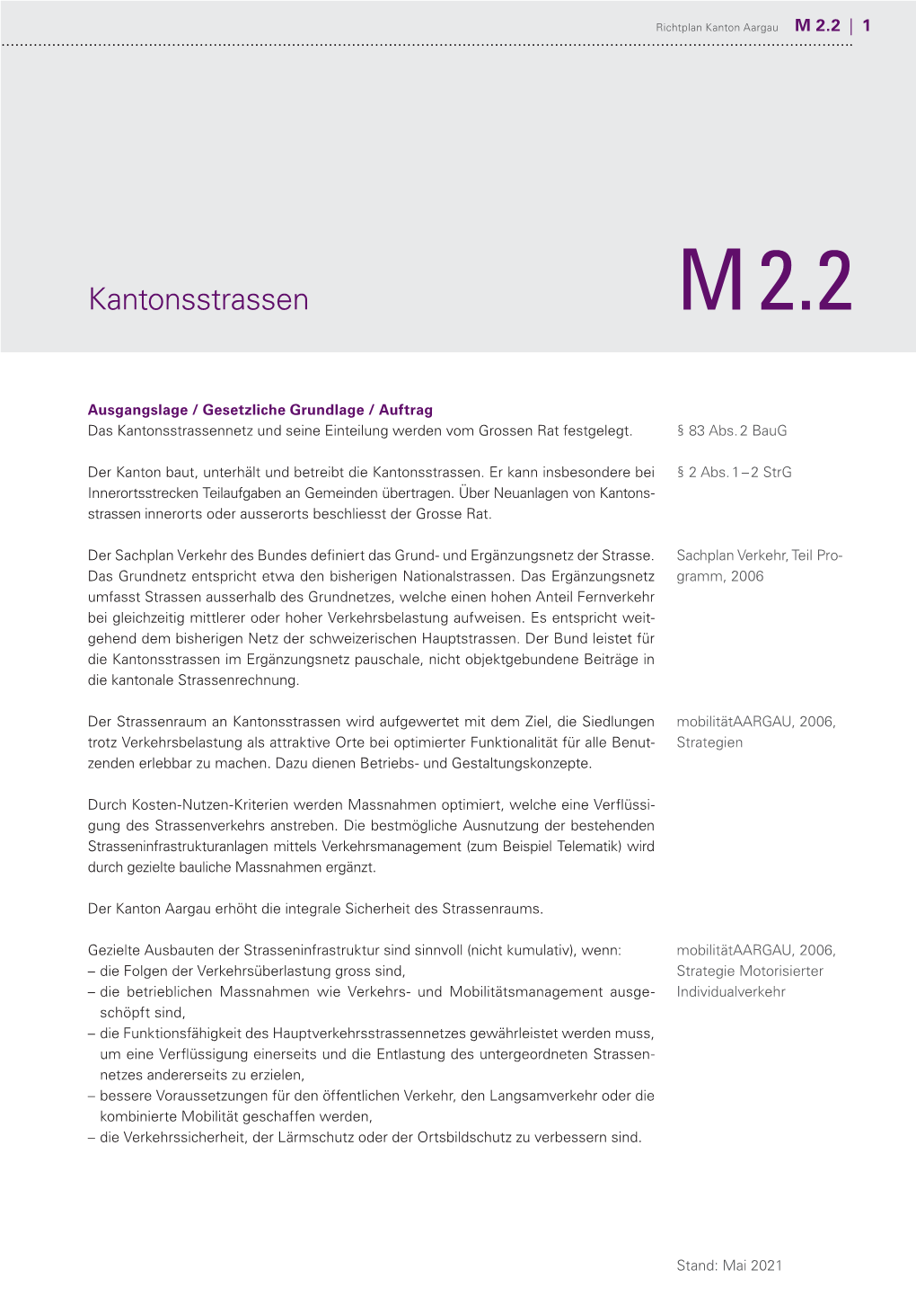 M 2.2 Kantonsstrassennetz