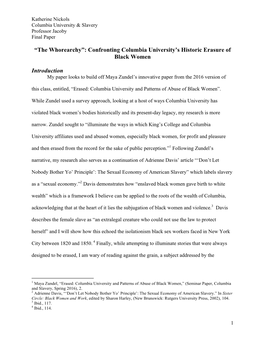 The Whorearchy”: Confronting Columbia University’S Historic Erasure of Black Women