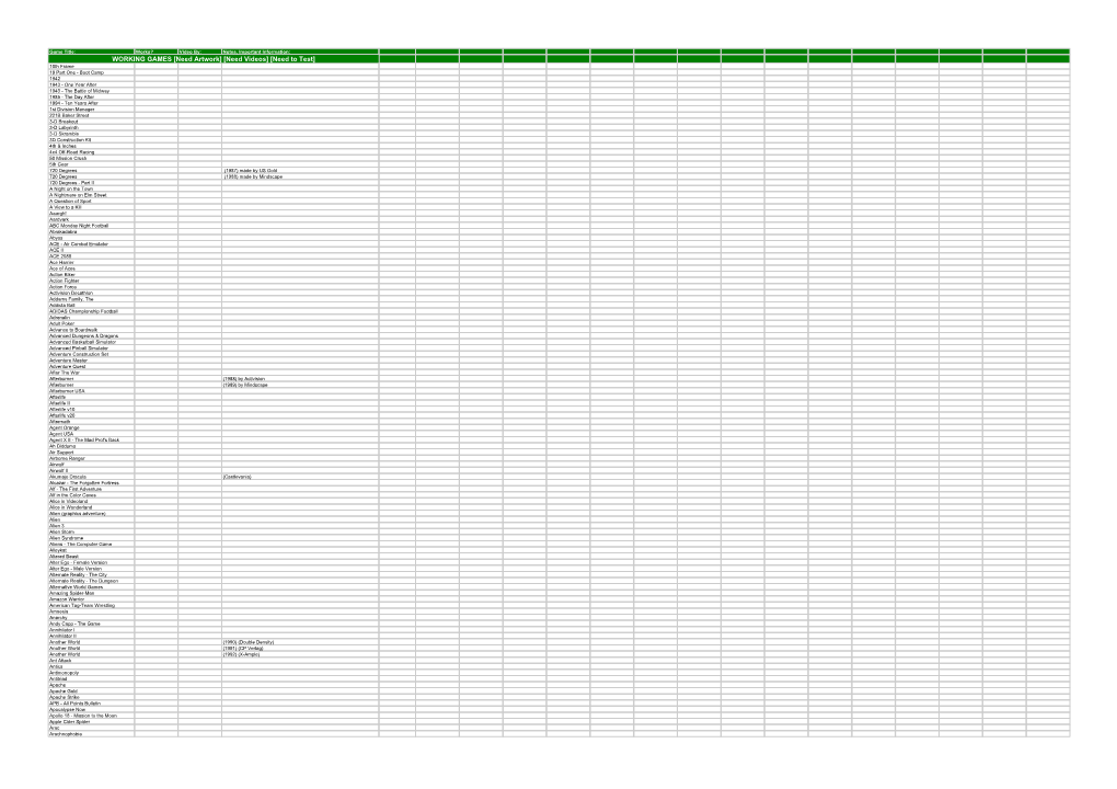 WORKING GAMES [Need Artwork] [Need Videos] [Need to Test]