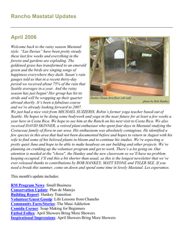 Rancho Mastatal Updates April 2006