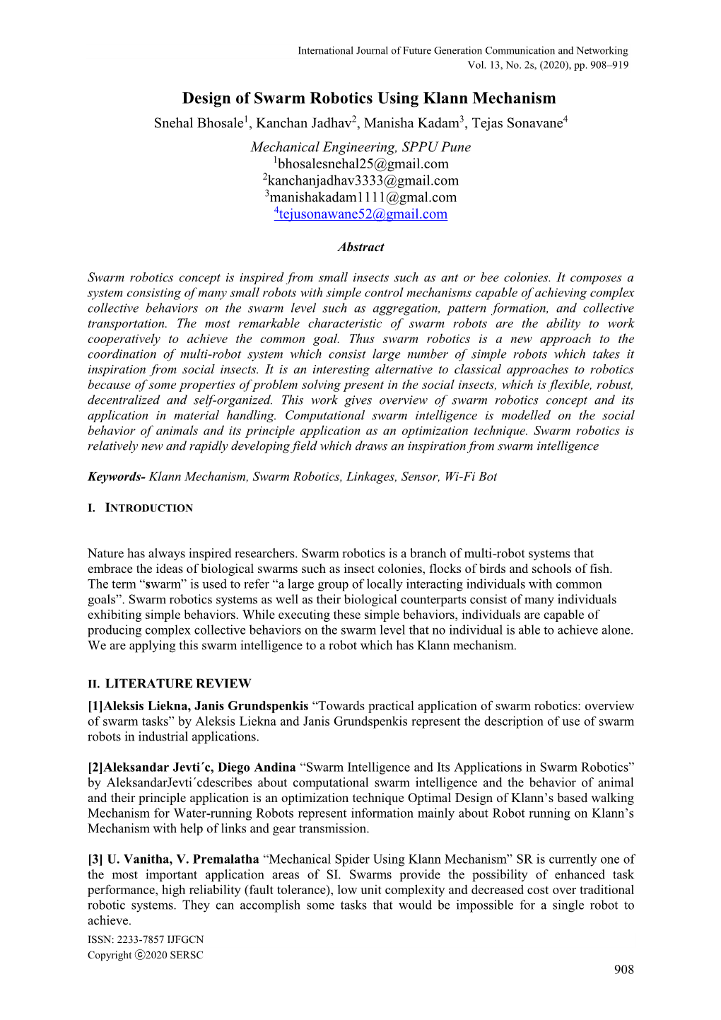 Design of Swarm Robotics Using Klann Mechanism