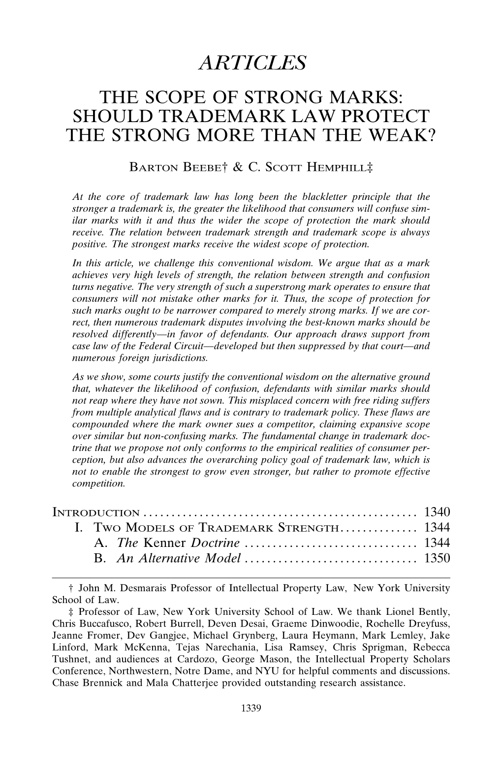 Should Trademark Law Protect the Strong More Than the Weak?