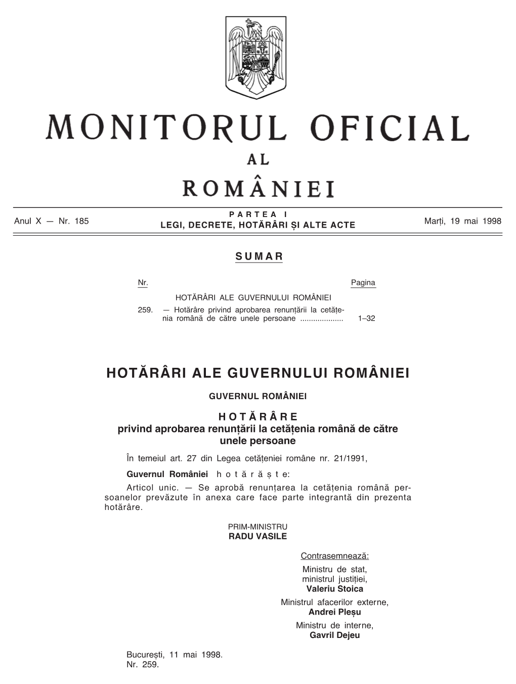 Monitorul Oficial Partea I