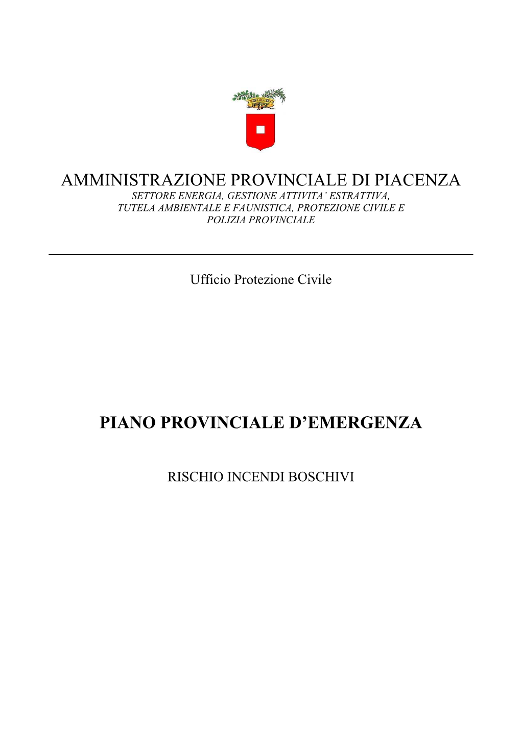 Amministrazione Provinciale Di Piacenza Piano