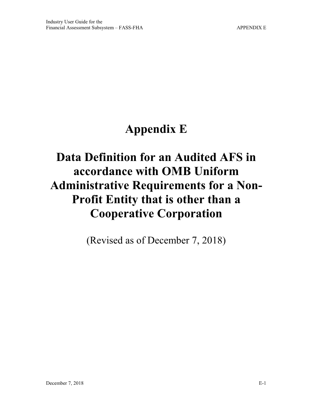 Appendix E Data Definition for an Audited AFS in Accordance