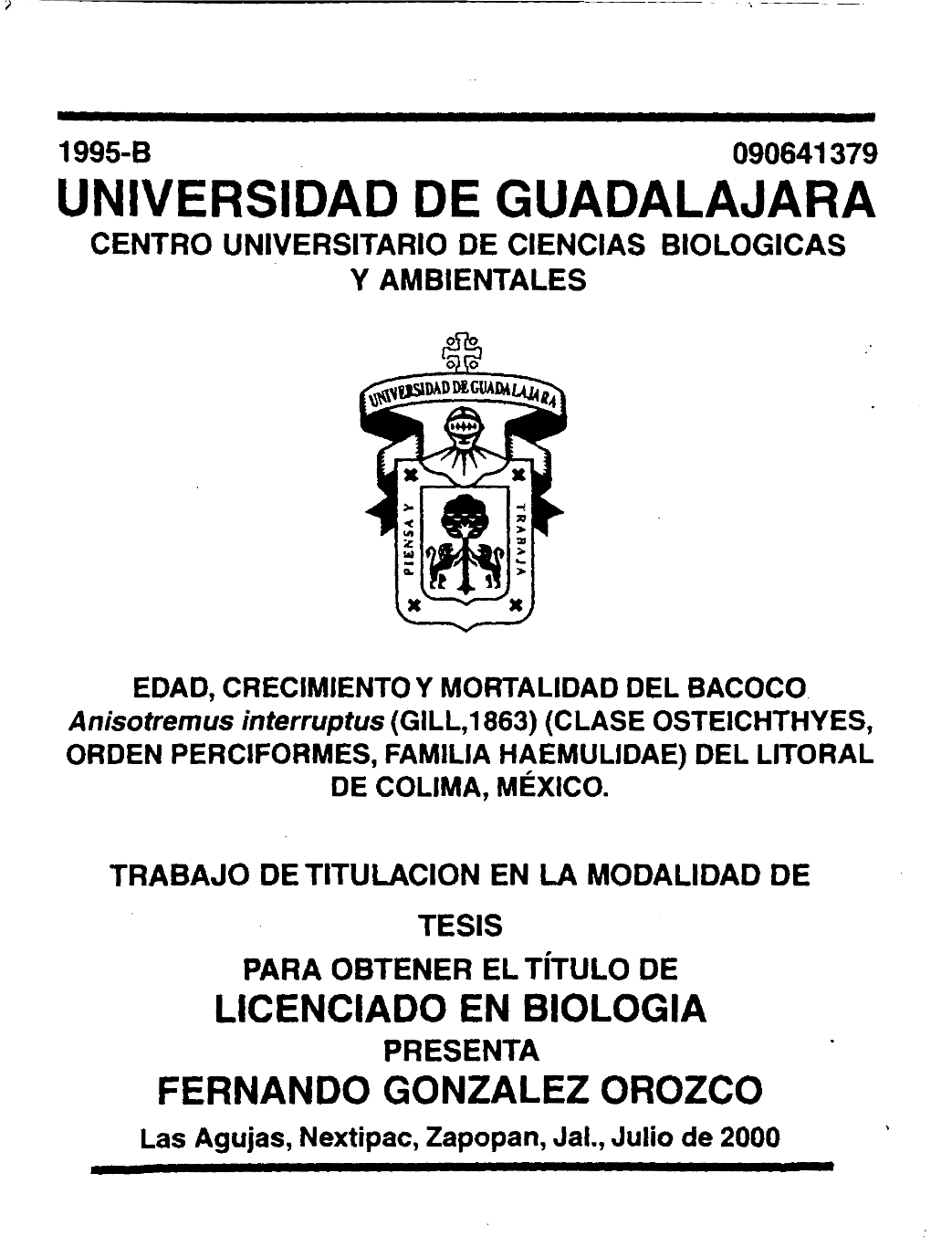 1995-B 090641379 Universidad De Guadalajara Centro Universitario De Ciencias Biologicas Y Ambientales