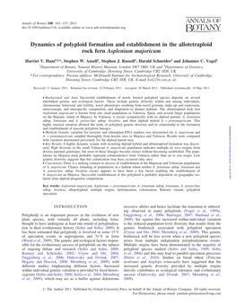 Dynamics of Polyploid Formation and Establishment in the Allotetraploid Rock Fern Asplenium Majoricum
