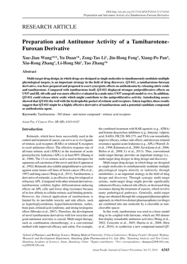Preparation and Antitumor Activity of a Tamibarotene-Furoxan Derivative