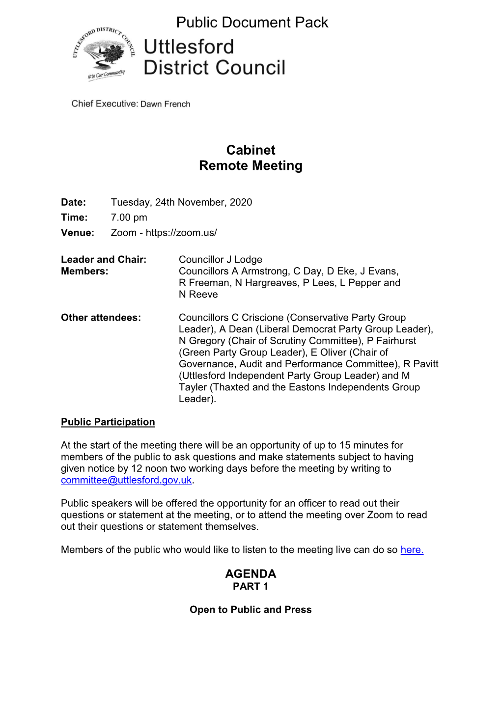 (Public Pack)Agenda Document for Cabinet, 24/11/2020 19:00