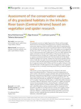 Assessment of the Conservation Value of Dry Grassland Habitats in the Inhulets River Basin (Central Ukraine) Based on Vegetation and Spider Research