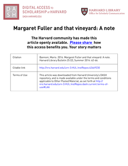 Margaret Fuller and That Vineyard: a Note