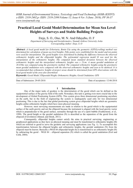 Practical Local Geoid Model Determination for Mean Sea Level Heights of Surveys and Stable Building Projects