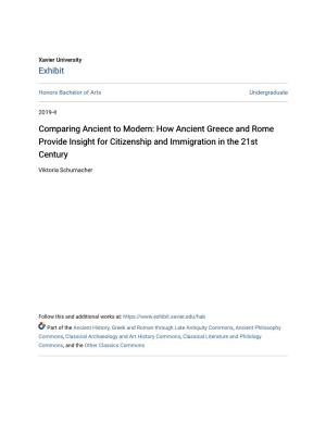 How Ancient Greece and Rome Provide Insight for Citizenship and Immigration in the 21St Century