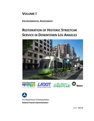 Volume I Restoration of Historic Streetcar Service