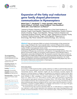 Expansion of the Fatty Acyl Reductase Gene Family Shaped Pheromone