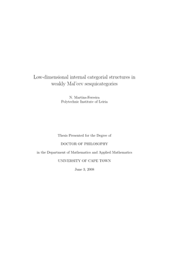 Low-Dimensional Internal Categorial Structures in Weakly Mal'cev