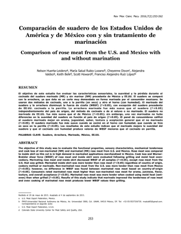 Comparación De Suadero De Los Estados Unidos De América Y De México Con Y Sin Tratamiento De Marinación