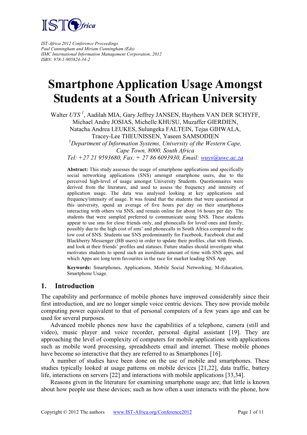 Smartphone Application Usage Amongst Students at a South African University