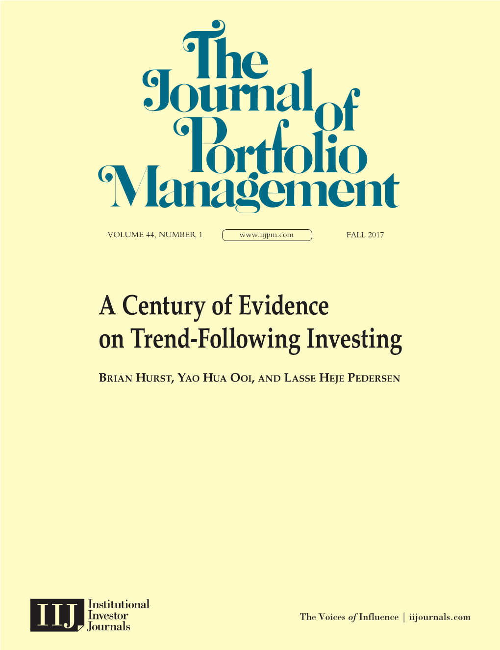 A Century of Evidence on Trend-Following Investing