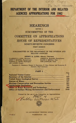 [Smithsonian Institution Appropriations Hearings]