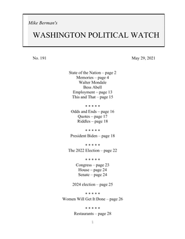 Washington Political Watch