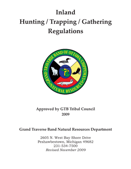 Inland Hunting / Trapping / Gathering Regulations