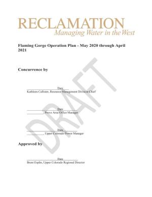 Flaming Gorge Operation Plan - May 2020 Through April 2021