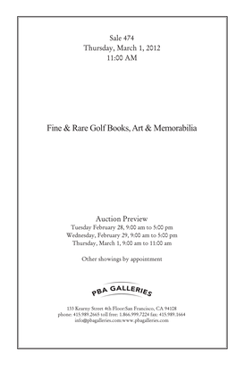 Fine & Rare Golf Books, Art & Memorabilia