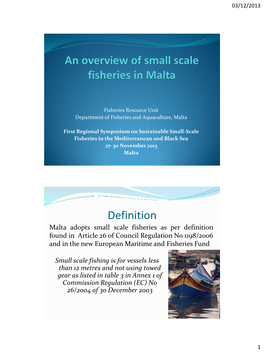 An Overview of Small Scale Fisheries in Malta
