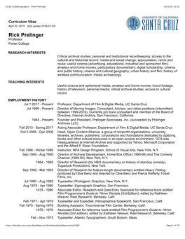 UCSC Biobibliography - Rick Prelinger 4/20/19, 23�32