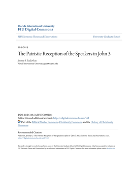 The Patristic Reception of the Speakers in John 3