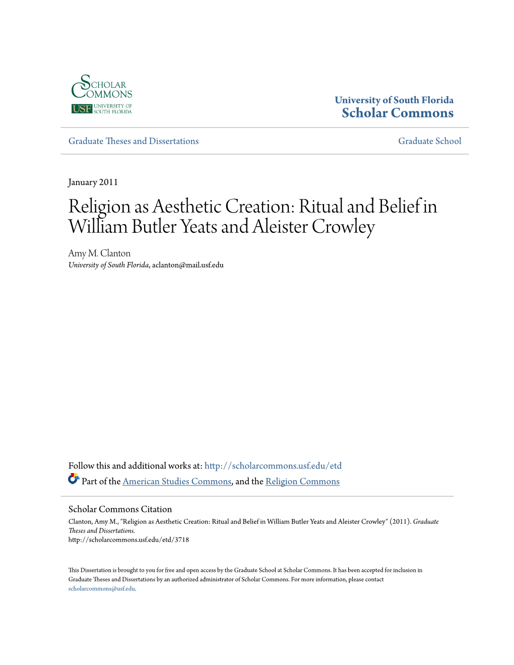 Ritual and Belief in William Butler Yeats and Aleister Crowley Amy M