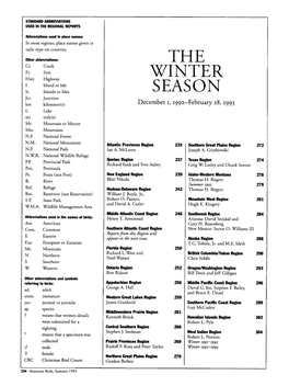 The Winter Season December 1, 1992-February 28, 1993