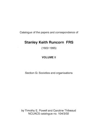 Stanley Keith Runcorn FRS (1922-1995)