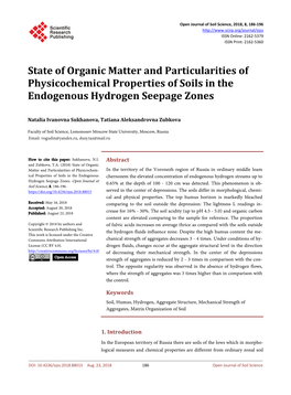 State of Organic Matter and Particularities of Physicochemical Properties of Soils in the Endogenous Hydrogen Seepage Zones