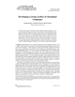 Developing a Living Archive of Aboriginal Languages
