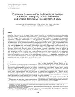 Pregnancy Outcomes After Endometrioma Excision in Patients Undergoing in Vitro Fertilization and Embryo Transfer: a Historical Cohort Study