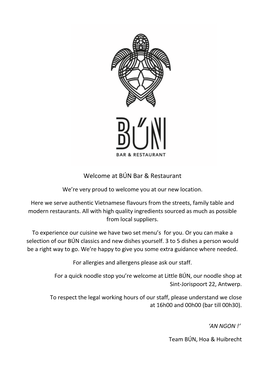 Welcome at BÚN Bar & Restaurant