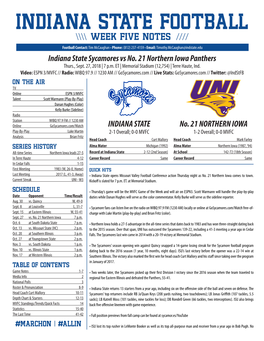 INDIANA STATE FOOTBALL Week Five NOTES